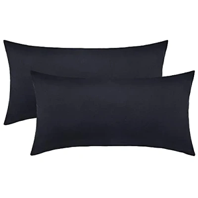 Abbildung von NatureMark 2er Pack Jersey Kissenbezug Kissenhülle Kissenbezüge Seitenschläferkissen Nackenkissen viele Größen und Farben ÖKO TEX (40 x 80 cm, Schwarz)