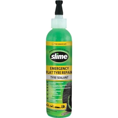 Abbildung von Slime 10016 Dichtmittel für Reifenreparatur bei Platten, Notfallausrüstung, Motorräder, Motorroller, Trailer, Ungiftig, Umweltfreundlich, 237 ml Flasche (8 oz), grün