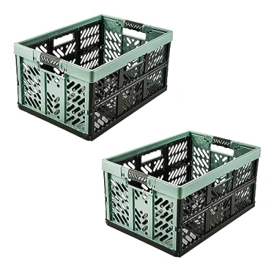 Abbildung von keeeper 2x Stabile Profi Klappboxen mit Soft Touch Griffen, 45 l, Ben, Nordic Green (Grün)