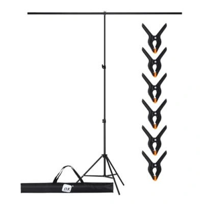 Abbildung von NK Professional Photography Backdrop 1.50 x 2 m Adjustable and Reusable 1 Tripod Interlocking Crossbar 6 Heavy Duty Clips Portable Carry Bag