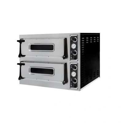 Abbildung von HENDI Pizzaofen mit 2 Backkammern 2x 66 x 14 cm feuerfester Stein 50 C bis 500 elektrisch Etagen Gastro