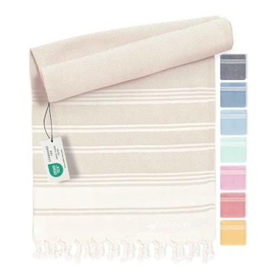 Abbildung von Fit Flip Hamamtuch aus 100% recycelter Baumwolle nachhaltig und natürlich Saunatuch, Strandtuch, Duschtuch, Badetuch, Yogatuch Sand 100x200cm Diamond