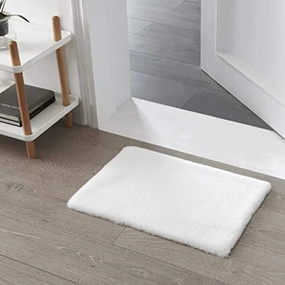 Abbildung von Teppich Wölkchen Fellteppich Kunstfell Waschbar, Hasenfell Imitat, Kaninchenfell, Kurzfell Flauschiger Wohnzimmer, Bettvorleger Schlafzimmer, Fell Weiss 40x60cm