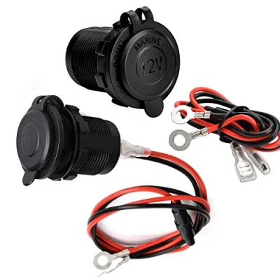 Abbildung von Zigarettenanzünder, JTENG Wasserdicht Marine Grade 12V / 24V Gleichstrom Feuerzeugsteckdose Steckdose für Boot Motorrad Auto, mit 0,6m Anschlusskabel (2 pcs)