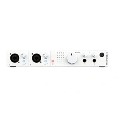 Abbildung von Arturia MiniFuse 4 Kompaktes USB Audio Interface mit Kreativer Software für Hochwertige Aufnahmen, Produktion, Podcasting, Gitarre Weiß