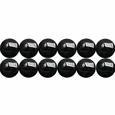 Abbildung von SKYBEADS Natur Schwarz Onyx 8mm Edelsteinperlen zum auffädeln 38cm Strang Approx 46 Stück