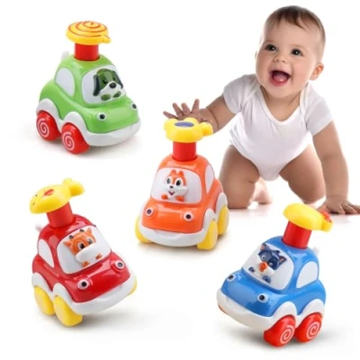 Abbildung von AmyBenton Baby Auto Spielzeug ab 1 Jahre Junge Spielzeugautos 2 Jahren 4pcs Press &amp; Go Spielzeugauto Geschenke für Jungen