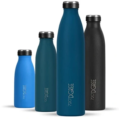 Abbildung von 720DGREE Edelstahl Trinkflasche “milkyBottle 1L BPA Frei, Auslaufsicher, Kohlensäure geeignet Thermosflasche für Sprudel, Sport, Uni, Schule, Fitness, Outdoor, Camping