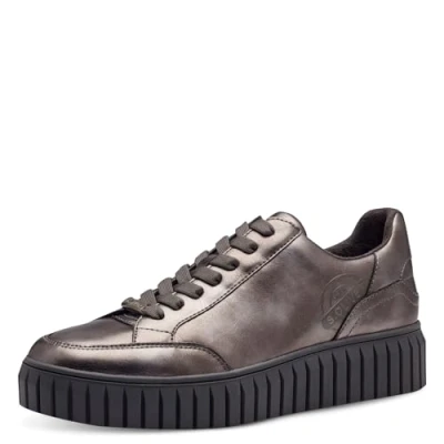 Abbildung von s.Oliver Damen Sneaker flach Low Top Vegan, Metallisch (Gunmetal), 38 EU