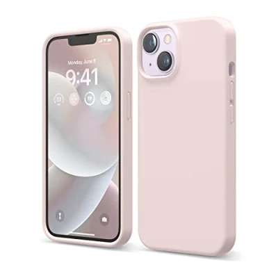 Abbildung von elago Schutzhülle für iPhone 14, Flüssigsilikon, Ganzkörper Schutzhülle, stoßfest, schlanke Handyhülle, kratzfestes, weiches Mikrofaserfutter, 15,5 cm (6,1 Zoll) (Lovely Pink)