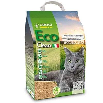 Abbildung von Croci Eco Clean Litter 10 L klumpende Katzenstreu, biologisch abbaubar, spült in der Toilette, 100 % pflanzlich, langlebiger geruchshemmender Sand