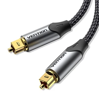 Abbildung von VENTION Optisches Kabel Toslink 1,5m, digitales Audiokabel S/PDIF Geflochten, Vergoldet, Aluminiumhülle Lichtleiterkabel Für Soundbar, Stereoanlage, Heimkino, PS4, Xbox usw.(Grau)