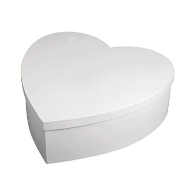 Abbildung von Rayher Pappmaché Box Herz, mit Deckel, weiß, 30 cm ø, Höhe 10 cm, Herzbox, Herzdose, Karton, weiß beschichtet, FSC zertifiziert, Aufbewahrungsbox, 67293102