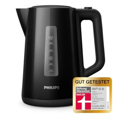 Abbildung von Philips Wasserkocher 1.7 L Fassungsvermögen mit Kontrollanzeige, Pirouettenbasis, schwarz (HD9318/20)