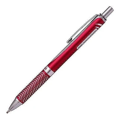 Abbildung von Pentel BL407B A Gel Tintenroller EnerGel Sterling Druckmechanik in silber rotem Metallgehäuse 0,35 mm Strichstärke, 0,7 Kugeldurchmesser, schwarz, 1 Stück (1er Pack)