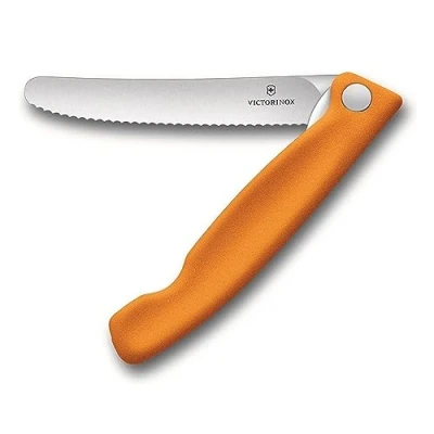 Abbildung von Victorinox, Swiss Classic, Profi Tomaten und Tafelmesser, Extra Scharfe Klinge, Wellenschliff, 11 cm, Rostfreier Stahl, orange