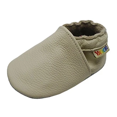 Abbildung von YALION Baby Weicher Leder Lauflernschuhe Krabbelschuhe Babyschuhe Babyhausschuhe(Beige,EU 22/23=L)