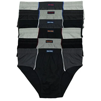 Abbildung von 12 oder 6 weiche 100% Baumwolle Herren Sport Slips in schönen Farbkombinationen und Muster mit Ohne Eingriff 12er 6er Spar Pack Slip Herrenslip Jungen Man, L 6, 04