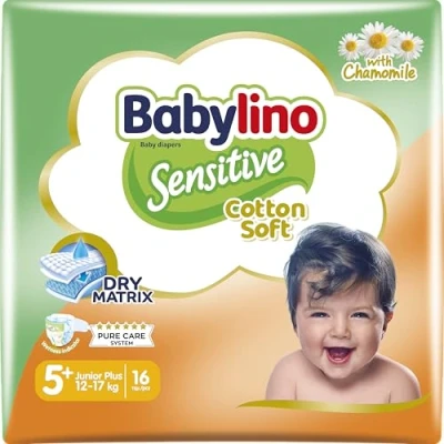 Abbildung von Babylino Sensitive Baby Windeln Größe 5+, Junior Plus (12 17Kg), 16 Stück