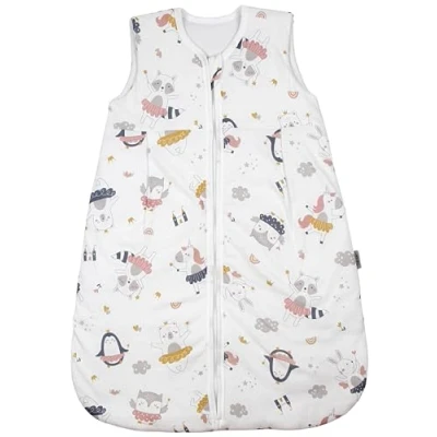 Abbildung von TupTam Schlafsack Baby 2.5 TOG Atmungsaktiver Ganzjahresschlafsack für Kinder, OEKO TEX zertifiziert, Farbe: Feen Tiere Gelb Rosa Blau Grau, Größe: 68 74