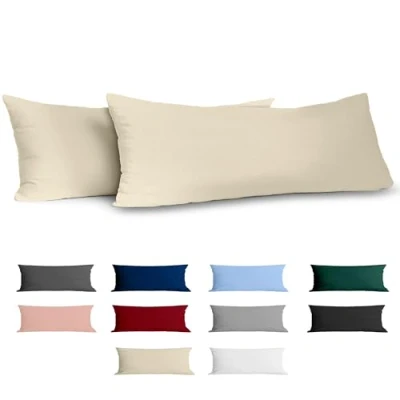 Abbildung von Dreamzie Kissenbezug 40x145 Baumwolle Renforcé (2er Set) Beige Dicht gewebt mit 57 Fäden/cm² 40 x 145 cm Oeko Tex Zertifiziert