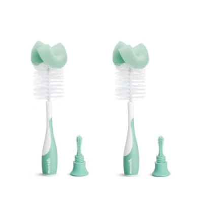 Abbildung von Munchkin 2 in 1 Sponge &amp; Baby Bottle Brushes for Cleaning Cleaner Brush Water Set Soft Reusable with Built Teat Dishwasher Safe Pack Sage