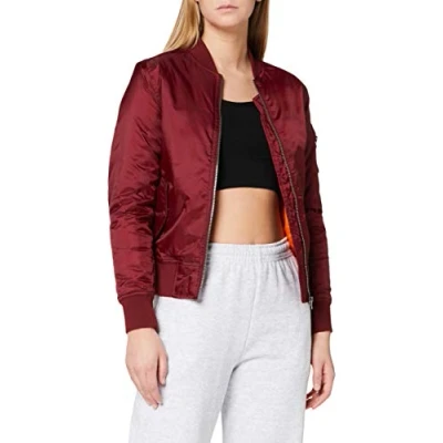 Abbildung von Urban Classics Damen Ladies Basic Jacket Bomberjacke, Burgundy, XS EU