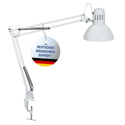 Abbildung von MAUL Schreibtischlampe MAULstudy Verstellbare Klemmleuchte mit Gelenkarm für Büro und Schreibtisch Elegante LED aus Metall Exklusive Leuchtmittel Weiß