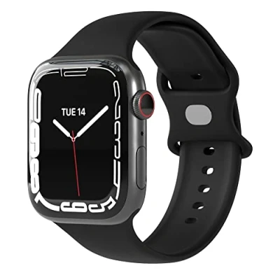 Abbildung von EAZY CASE Sport Armband kompatibel mit Apple Watch 42mm 44mm 45mm 46mm 49mm verstellbares Ersatzarmband aus Silikon Loop für Serie 10 9 8 7 6 5 4 3 2 1 SE Ultra Damen Herren Schwarz