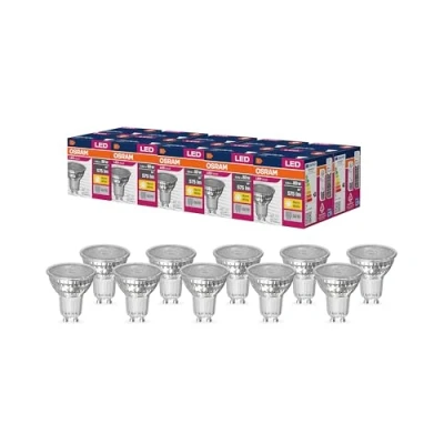 Abbildung von OSRAM LED Star Value PAR16 Lampe für GU10 Sockel, Reflektor Lampe, GL, 575 Lumen, warmweiß (3000K), Ersatz herkömmliche 80W Glühbirnen, nicht dimmbar, 10er Pack