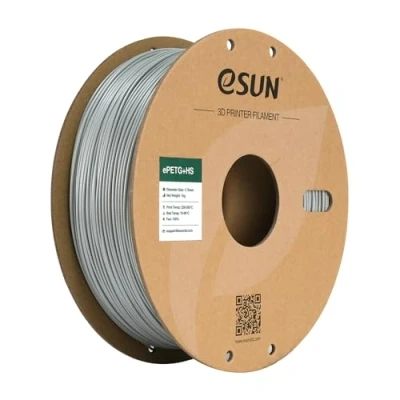 Abbildung von eSUN PETG Filament 1.75mm, PETG+HS Hochgeschwindigkeits 3D Drucker Filament, Maßgenauigkeit +/ 0.03mm, 1KG Spule (2.2 LBS) Schnelligkeit für High Speed Drucker,Einfarbig Silber