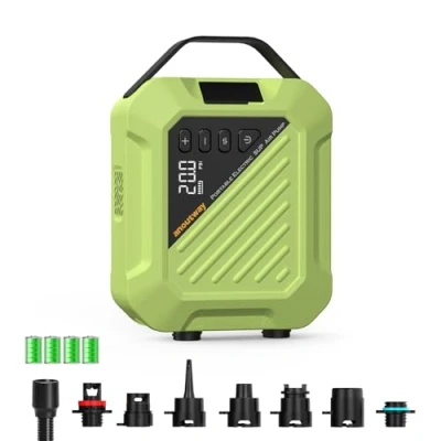 Abbildung von anoutway Elektrische Paddle Board Pumpe The Jungle Schnelle Tragbare SUP Luftpumpe, Wiederaufladbare 20PSI Auto Off &amp;12V DC Autoanschluss für aufblasbare Boards, Boote, Inflatoren