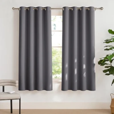 Abbildung von PONY DANCE Thermovorhang Kälteschutz mit Ösen 2er Set H 175 x B 140 cm Schlafzimmer Vorhänge Blickdicht Grau Verdunklungsvorhänge Thermal Curtains Blackout Vorhang Thermo Wärmeisolierend