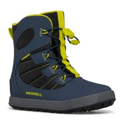 Abbildung von Merrell Unisex Snowboot/Winterstiefel für Kinder, Größe: 35, Navy/lime Schuhe
