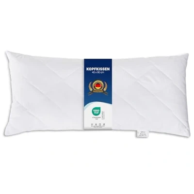 Abbildung von ZOLLNER Komfortables Kopfkissen mit Reißverschluss Individuell anpassbare Füllung aus Synthetikfasern bis 95C waschbar 40x90 cm Bezug Baumwollmischung Hotelqualität