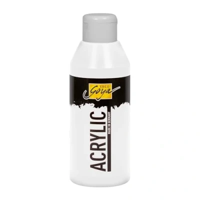 Abbildung von KREUL 84201 Solo Goya Acrylic weiß, 250 ml Flasche, cremige vielseitig einsetzbare Acrylfarbe in Studienqualität, auf Wasserbasis, schnell und matt trocknend, gut deckend, wasserfest