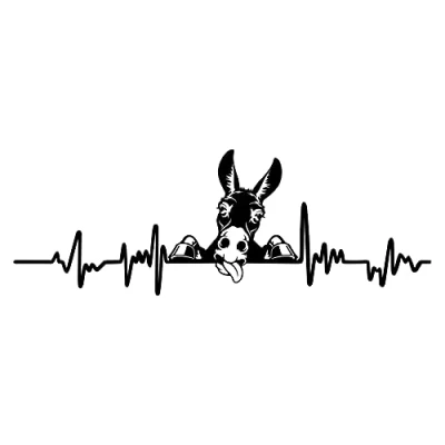 Abbildung von Aufkleber Herzschlag Tiere Breite 27cm Lifeline Heartbeat Deko Sticker Selbstklebend für Auto Kühlschrank Laptop Autoaufkleber K150 (Schwarz Glanz, 06 Esel)