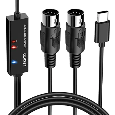 Abbildung von LEKATO type C MIDI Kabel Interface Konverter, 5 Polig In Out zu USB Adapter für Controller/E Piano 6.5FT/2M