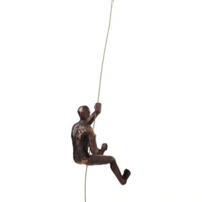 Abbildung von Kare Design Wandschmuck Climber Rope, Braun, Dekofigur, Wanddeko, Wohnzimmer Dekoration 23x14x9 cm (H/B/T)