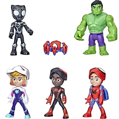 Abbildung von Marvel Spidey and His Amazing Friends Maskierte Helden Multipack, 10 cm große Action Figuren, für Kinder ab 3 Jahren[Exklusiv bei Amazon], Schwarz