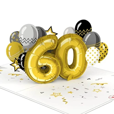 Abbildung von papercrush® Pop Up Karte 60. Geburtstag Handgemachte 3D Geburtstagskarte für Frauen und Männer (60 Jahre), Glückwunsch zum 60ten Besondere Glückwunschkarte inkl. Umschlag