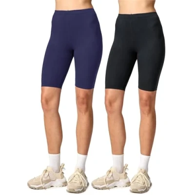 Abbildung von Merry Style Damen Kurze Leggings aus Viskose 2 Pack MS10 145 (Schwarz/Navy (2Pack), M)