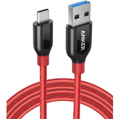 Abbildung von Anker Powerline+ 180cm USB Kabel auf C 3.0, sehr Beständig für Typ Geräte Inklusive iPhone 16/15, Galaxy Note 10/Note 9/S10+/S10, Huawei, LG V30, Smartphone usw. (Rot)