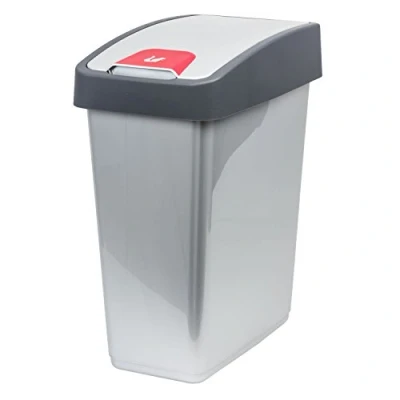 Abbildung von keeeper Premium Abfallbehälter mit Flip Deckel, Soft Touch, 45 l, Magne, Silber