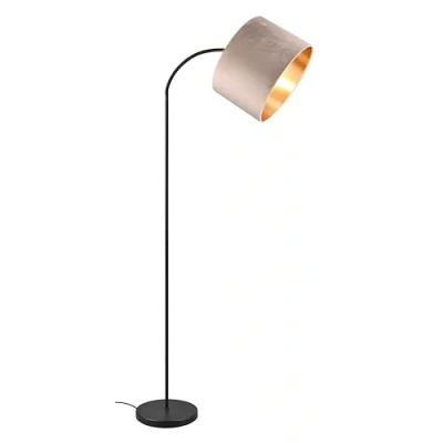 Abbildung von Trio Leuchten Stehleuchte Julieta 419090144, Metall Schwarz matt, Schirm Samt Beige/goldfarbig, exkl. 1x E27