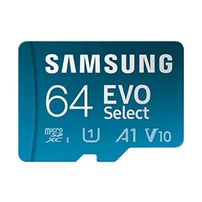 Abbildung von Samsung EVO Select (2024) microSD Karte + SD Adapter, 64 GB, Speicherkarte für Smartphone und Tablet, UHS I U3, 4K UHD, Full HD, 160 MB/s Lesen, MB ME64SA/EU