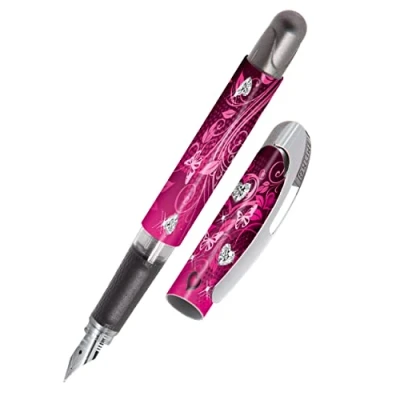 Abbildung von Online Füller College Pink Dreams, Tinten für Rechtshänder, ergonomisches Griffstück, hochwertige Iridium Feder medium, Standard Tintenpatronen, inkl. Kombipatrone blau, Allergiker geeignet