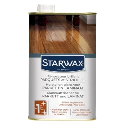 Abbildung von STARWAX Glanzauffrischer für Parkett Pflegeprodukt Hält bis zu 1 Jahr an Lange Glanzwirkung gegen Kratzer, Flecken Rutschfest Kanister l