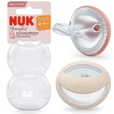 Abbildung von NUK MommyFeel Babyschnuller 0−9 Monate stillfreundliche Sauger BPA freies Silikon Blush &amp; Sandstone 2 Stück