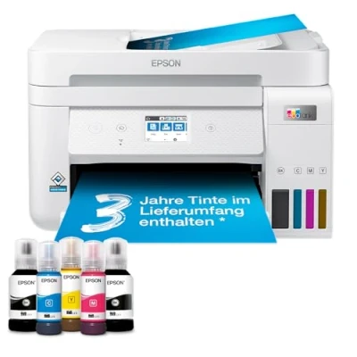 Abbildung von Epson EcoTank ET 4856 A4 Multifunktions Wi Fi Tintentankdrucker, mit einem im Lieferumfang enthaltenen Vorrat an Tinten bis zu 3 Jahren